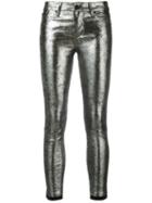 Rta Metallic (grey) Skinny Jeans, Women's, Size: 25, Leather/cotton/polyurethane