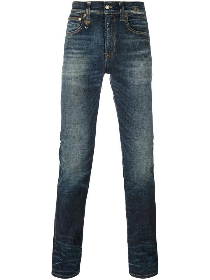 R13 Slim-fit Jeans, Men's, Size: 34, Blue, Cotton/polyester/spandex/elastane