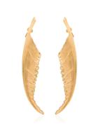Saint Laurent Metallic Curved Wing Earrings - Gold