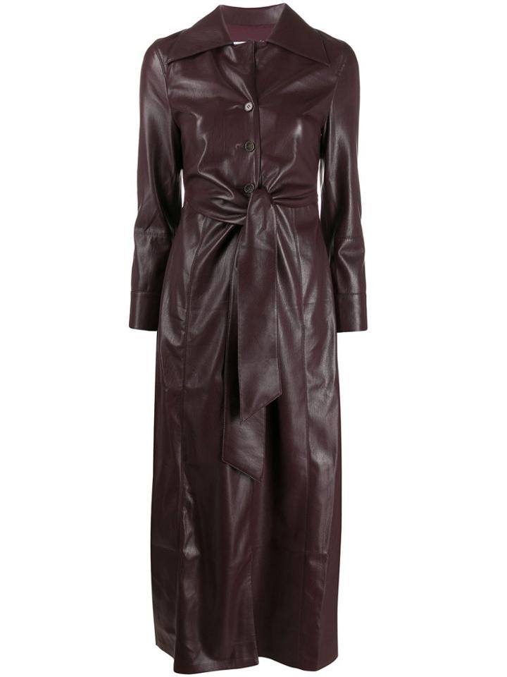 Nanushka Tarot Vegan Leather Shirt Dress - Red