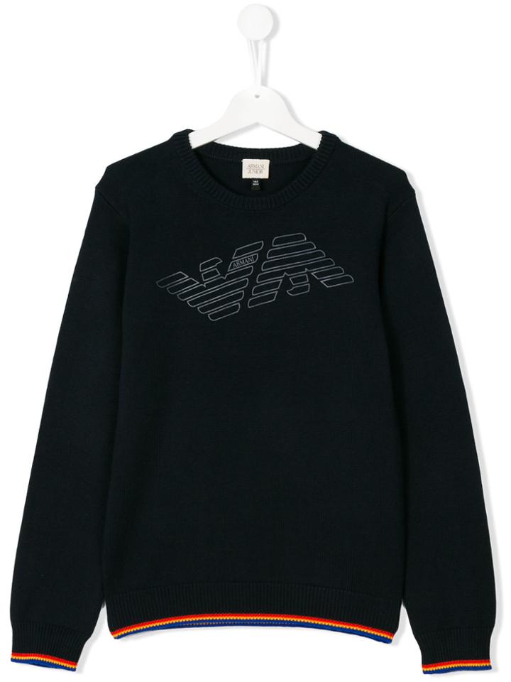 Armani Junior Logo Sweater - Blue