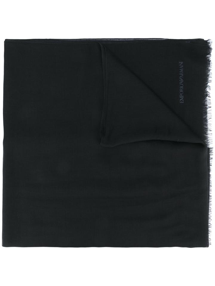 Frayed Scarf - Men - Modal - One Size, Black, Modal, Emporio Armani