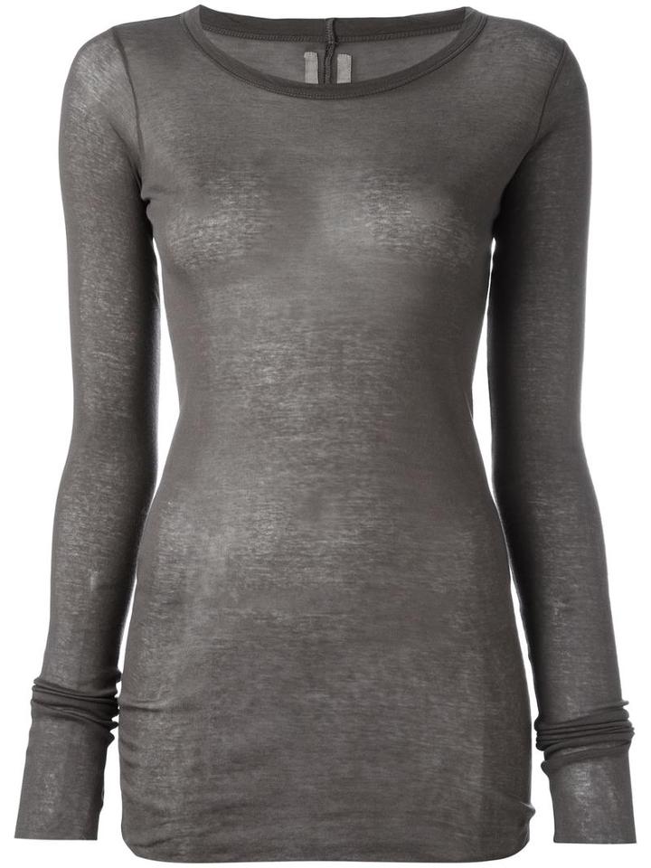 Rick Owens Long Sleeve T-shirt, Women's, Size: 42, Grey, Cotton