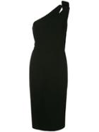 Oscar De La Renta One Shoulder Midi Dress - Black