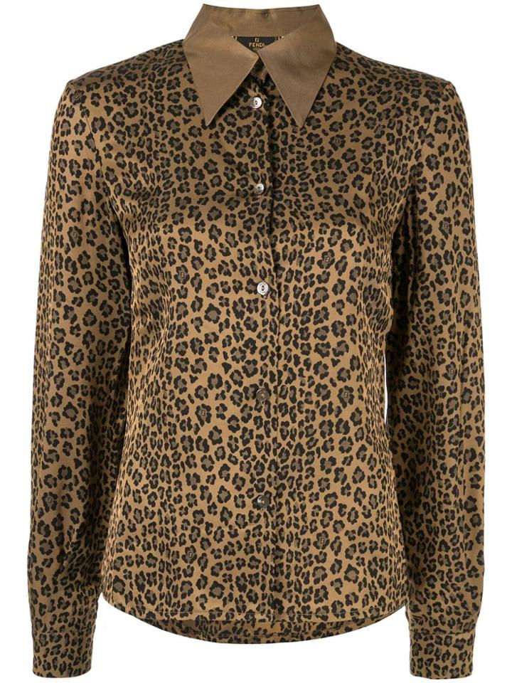 Fendi Vintage Leopard Print Shirt - Brown
