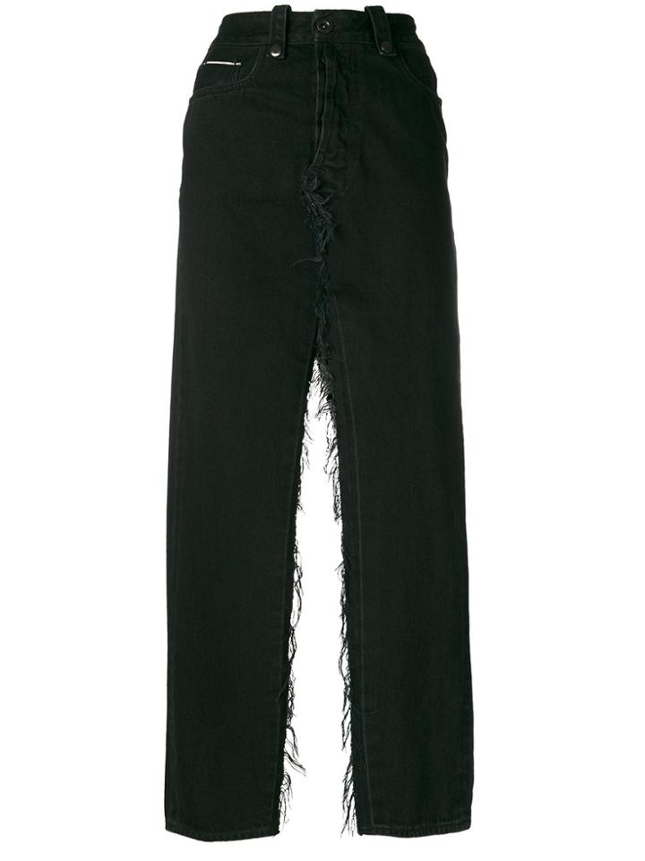 Unravel Project Double Slits Denim Skirt - Black
