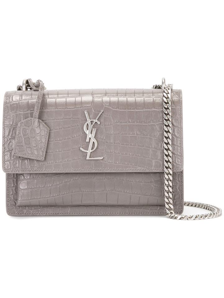 Saint Laurent Sunset Monogram Chain Wallet, Women's, Pink/purple, Calf Leather