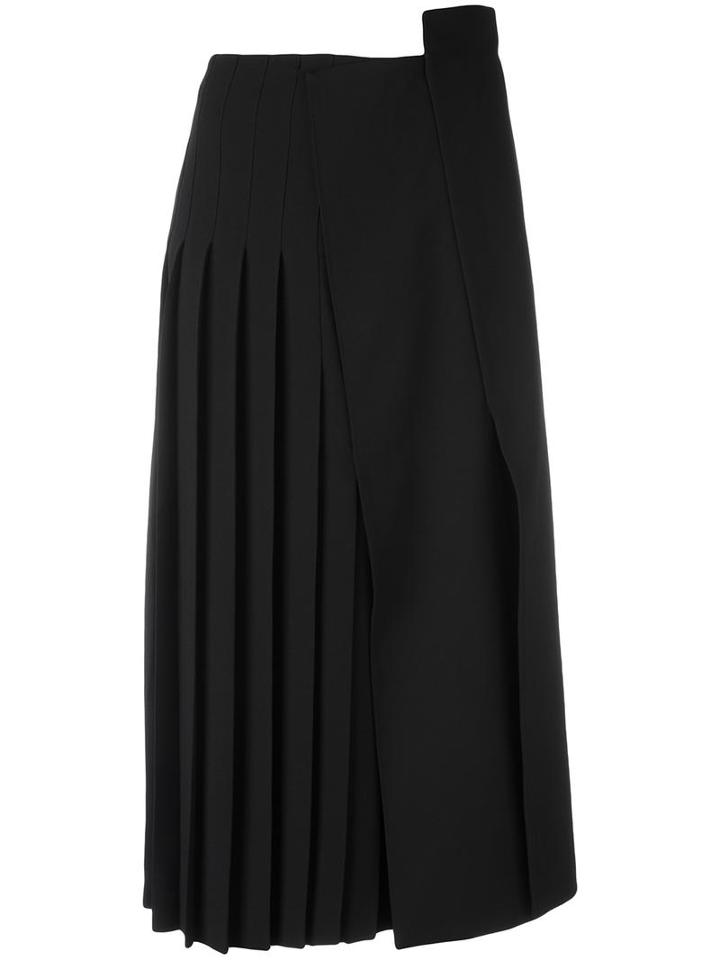 Jil Sander Pleated Midi Skirt, Women's, Size: 36, Black, Silk/acetate/viscose