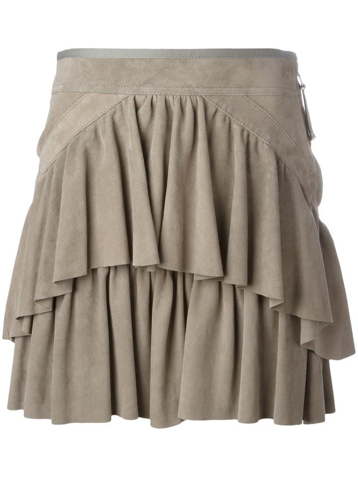 Diesel Black Gold Layered Mini Skirt, Women's, Size: 40, Nude/neutrals, Viscose/goat Suede