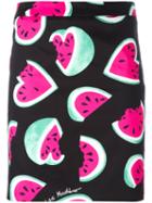 Love Moschino Watermelon Print Straight Skirt, Women's, Size: 44, Black, Cotton/spandex/elastane