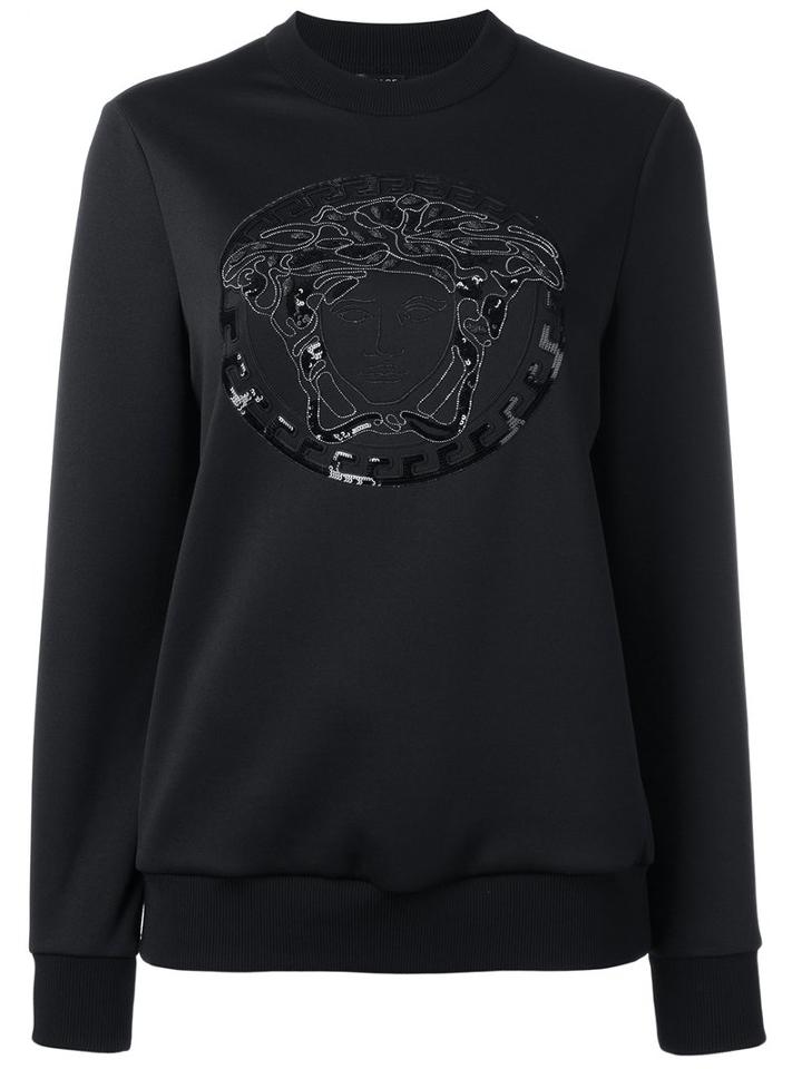 Versace Embroidered Medusa Sweatshirt, Women's, Size: 44, Black, Polyester/spandex/elastane/acetate/silk