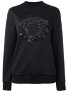 Versace Embroidered Medusa Sweatshirt, Women's, Size: 44, Black, Polyester/spandex/elastane/acetate/silk