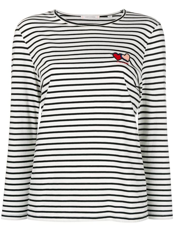 Chinti & Parker Striped Longsleeved T-shirt - White