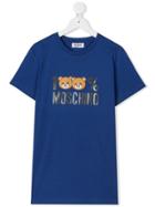 Moschino Kids Teen 100% Moschino Print T-shirt - Blue