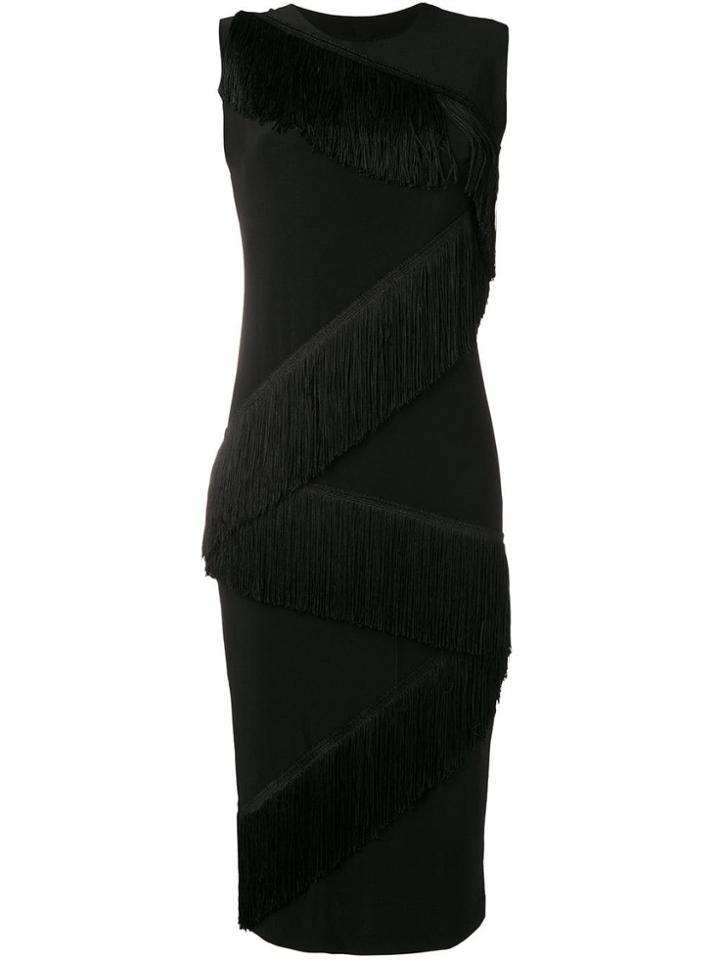Norma Kamali Zig-zag Fringed Dress - Black