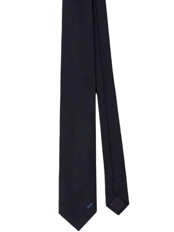 Prada Micro-print Logo Tie - Blue