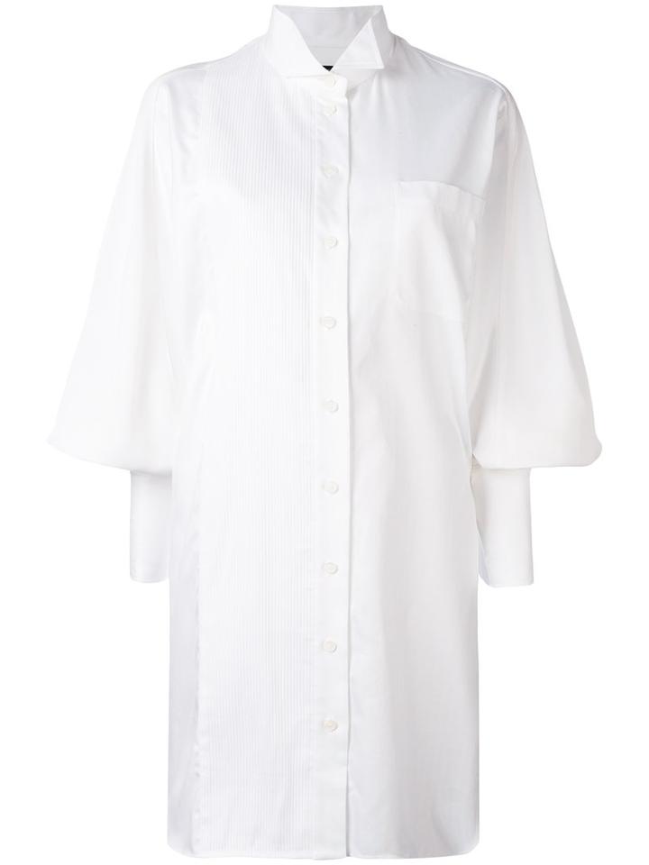 Burberry - Bishop Sleeve Shirt Dress - Women - Cotton - 6, White, Cotton
