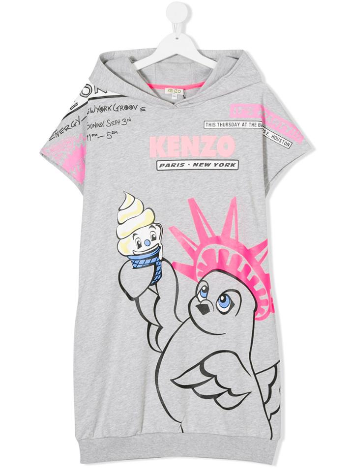 Kenzo Kids Teen Hooded Dress - Grey