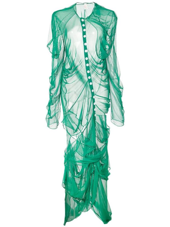 Yuhan Wang Draped Button Dress - Green