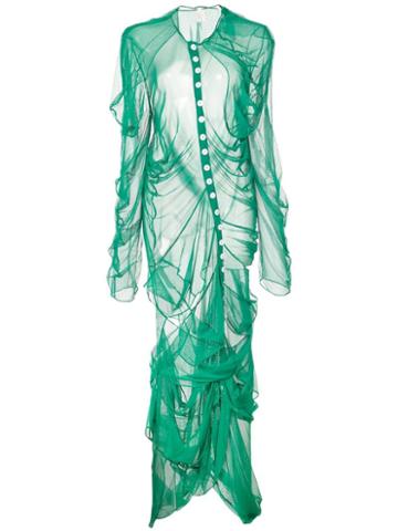 Yuhan Wang Draped Button Dress - Green