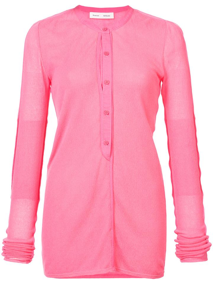 Proenza Schouler Pswl Layered Gauze Henley - Pink & Purple