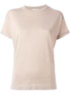 Brunello Cucinelli Plain T-shirt, Women's, Size: Large, Nude/neutrals, Silk/polyamide/cashmere/metallized Polyester