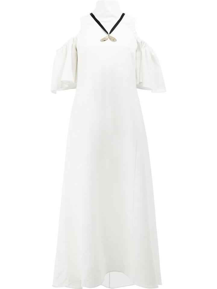 Ellery Cut-out Shoulder Flared Dress, Women's, Size: 8, White, Polyester/acetate