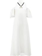 Ellery Cut-out Shoulder Flared Dress, Women's, Size: 8, White, Polyester/acetate