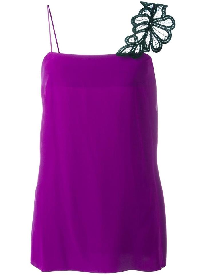 Victoria Beckham Lace Strap Cami Top, Women's, Size: 12, Pink/purple, Silk/cotton