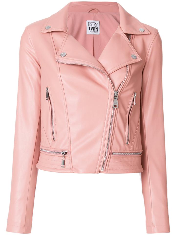 Twin-set Fitted Biker Jacket - Pink & Purple