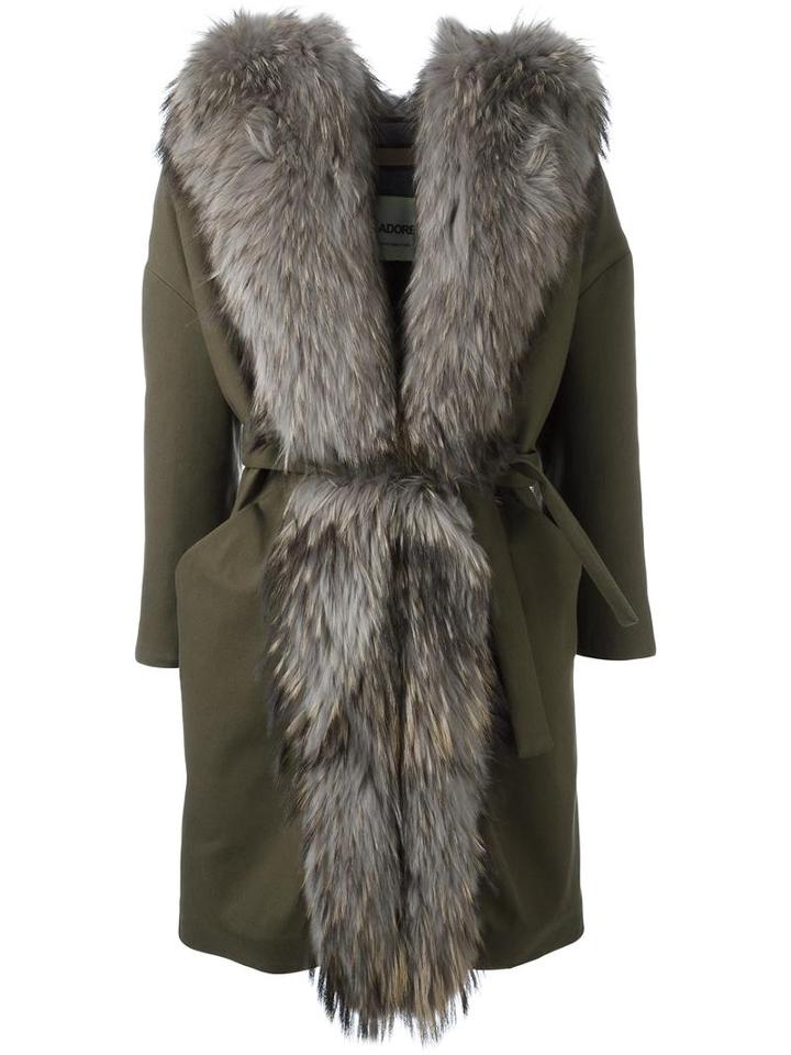 Ava Adore 'mimosa' Coat, Women's, Size: 40, Green, Cotton/polyester/raccoon Dog/acrylic