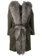 Ava Adore 'mimosa' Coat, Women's, Size: 40, Green, Cotton/polyester/raccoon Dog/acrylic