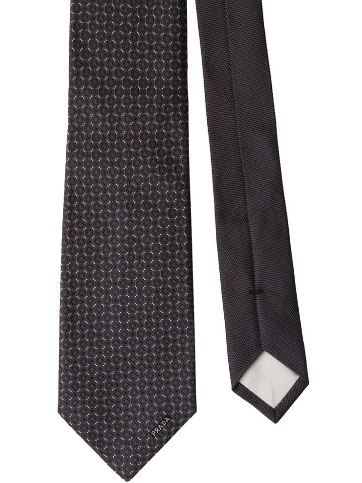Prada Silk Geometric Tie - Grey