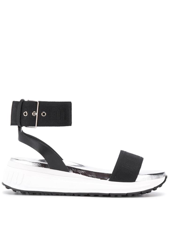 Miu Miu Branded Strappy Sandals - Black