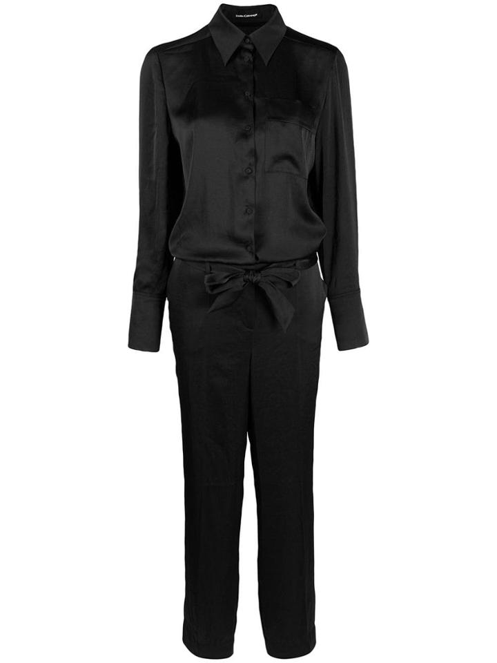Luisa Cerano Shirt Style Jumpsuit - Black