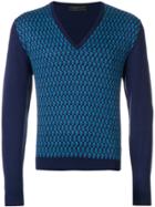 Prada Zig-zag Intarsia Sweater - Blue