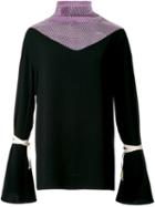 N Duo Contrast Panel Flared Sleeve Blouse