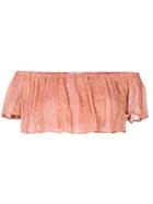 Sundress Short-sleeve Crop Top - Pink & Purple
