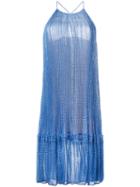 Stella Mccartney Star Print Tiered Dress, Women's, Size: 38, Blue, Silk/polyester