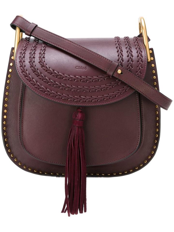 Chloé 'hudson' Shoulder Bag, Women's, Red, Calf Leather/suede/calf Suede