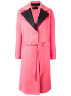 Versace Peaked Lapel Belted Coat, Women's, Size: 40, Pink/purple, Cashmere/wool/lamb Skin