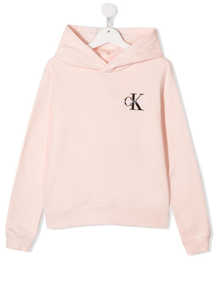Calvin Klein Kids Teen Logo Print Hoodie - Pink