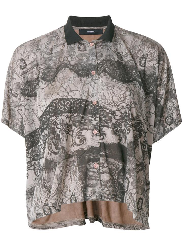 Diesel Patterned Floaty Blouse - Brown