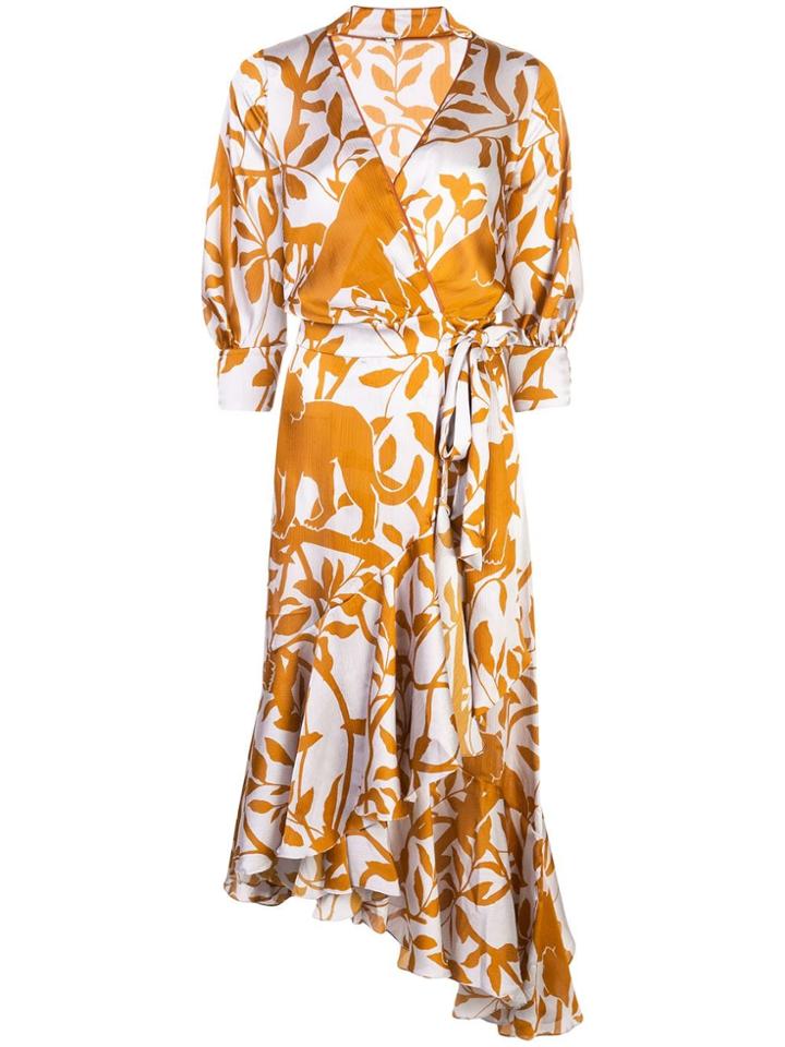 Johanna Ortiz The Journal Of A Traveler Wrap Dress - Orange