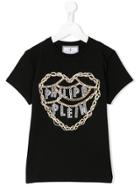 Philipp Plein Junior Logo Embellished T-shirt - Black