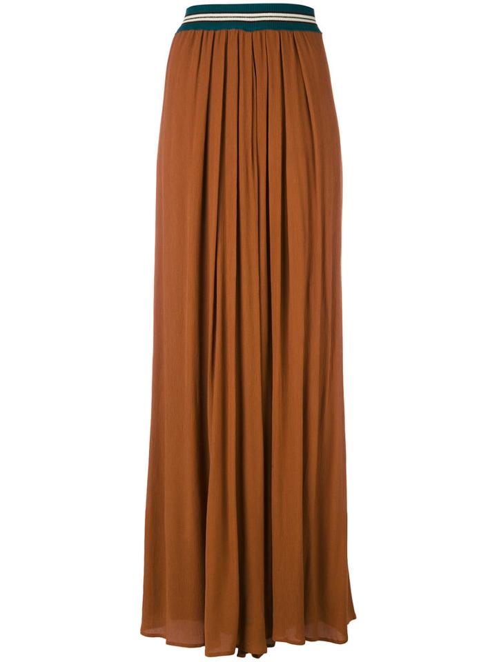 Roberto Collina - Flare Pleated Trousers - Women - Cotton/polyester/viscose - Xs, Brown, Cotton/polyester/viscose