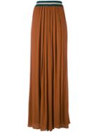 Roberto Collina - Flare Pleated Trousers - Women - Cotton/polyester/viscose - Xs, Brown, Cotton/polyester/viscose
