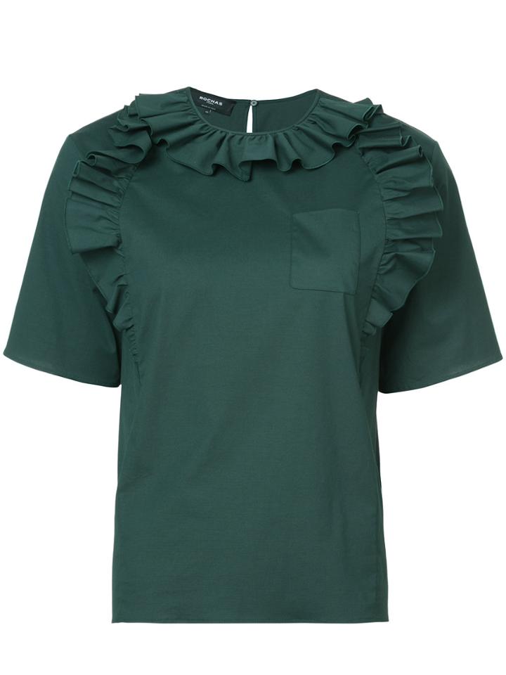 Rochas Poplin Ruffle Blouse - Green
