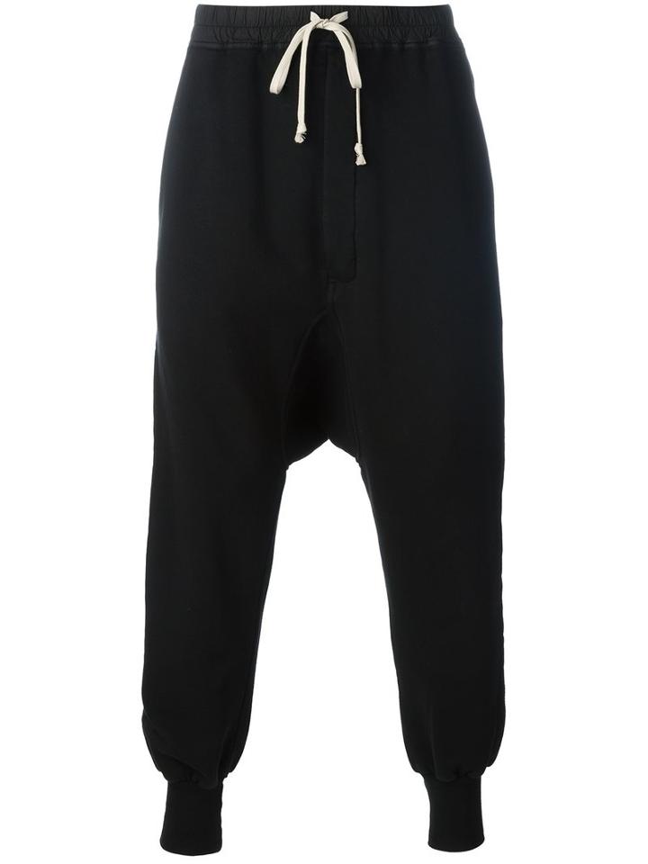 Rick Owens Drkshdw Drawstring Drop-crotch Sweatpants, Men's, Size: Large, Black, Cotton/spandex/elastane