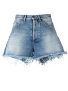 Off-white Raw Hem Denim Shorts, Women's, Size: 29, Blue, Cotton/polyester